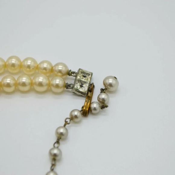 Champagne Faux Glass Pearl Dual Strand Choker - Picture 5 of 6